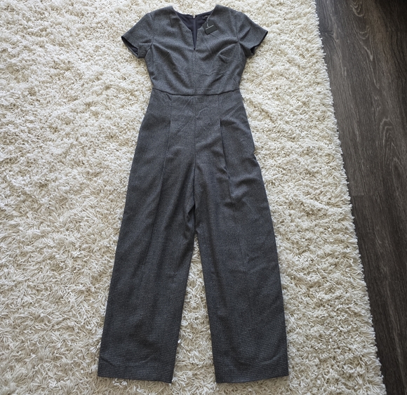 Club Monaco Pants - Club Monaco Gray Tailored Short-Sleeve Jumpsuit